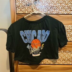 SHEIN Chicago Basketball Tee - Dark Green and cropped
